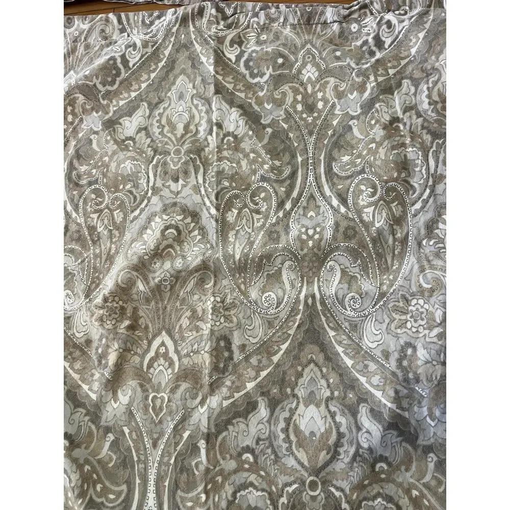 Pottery Barn 2 Euro Pillow Shams Tan Gray Cream Paisley Boho Luxury 24” Cotton